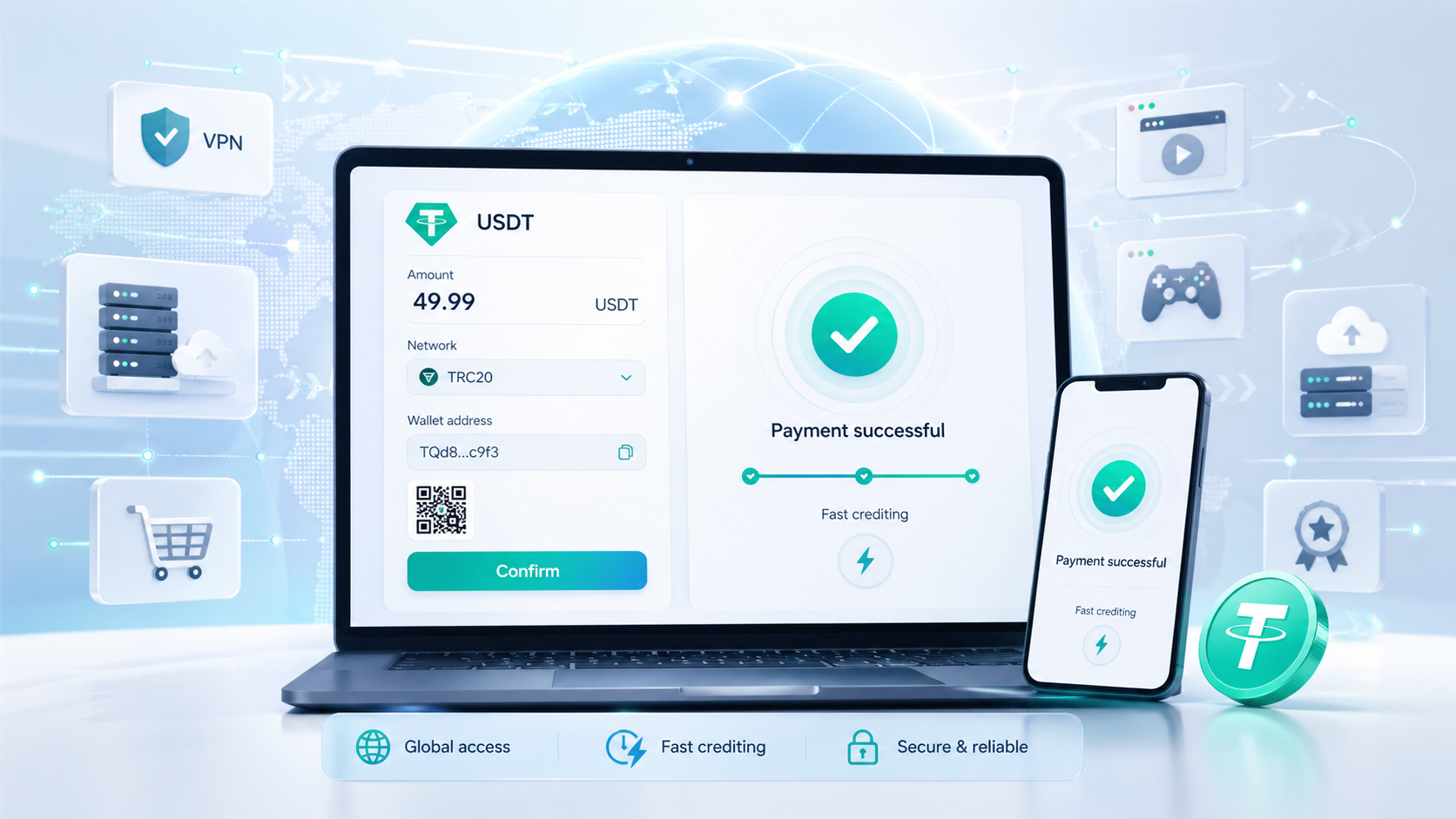 Оплата в USDT онлайн — быстрый криптоплатеж за цифровые услуги